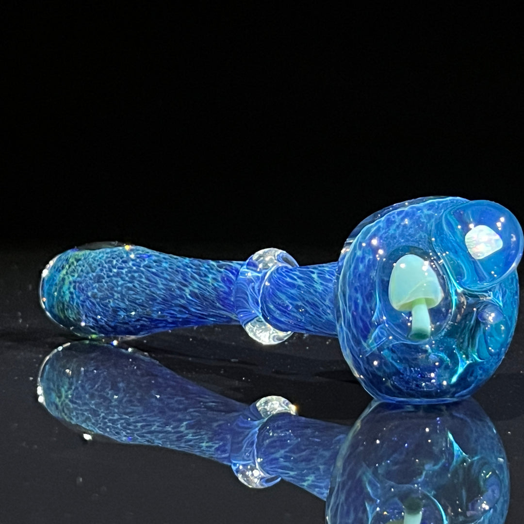 Blue Mushroom Pipe with Opal Glass Pipe Beezy Glass