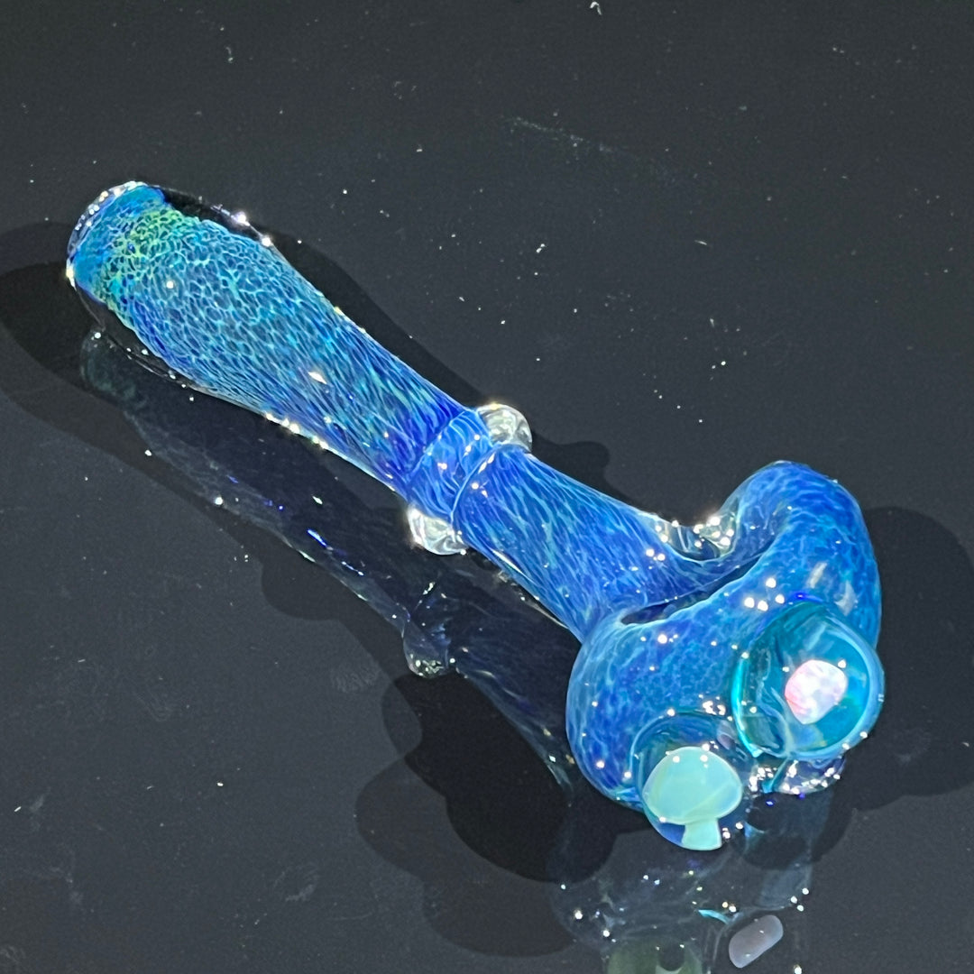 Blue Mushroom Pipe with Opal Glass Pipe Beezy Glass