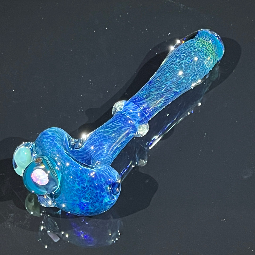 Blue Mushroom Pipe with Opal Glass Pipe Beezy Glass