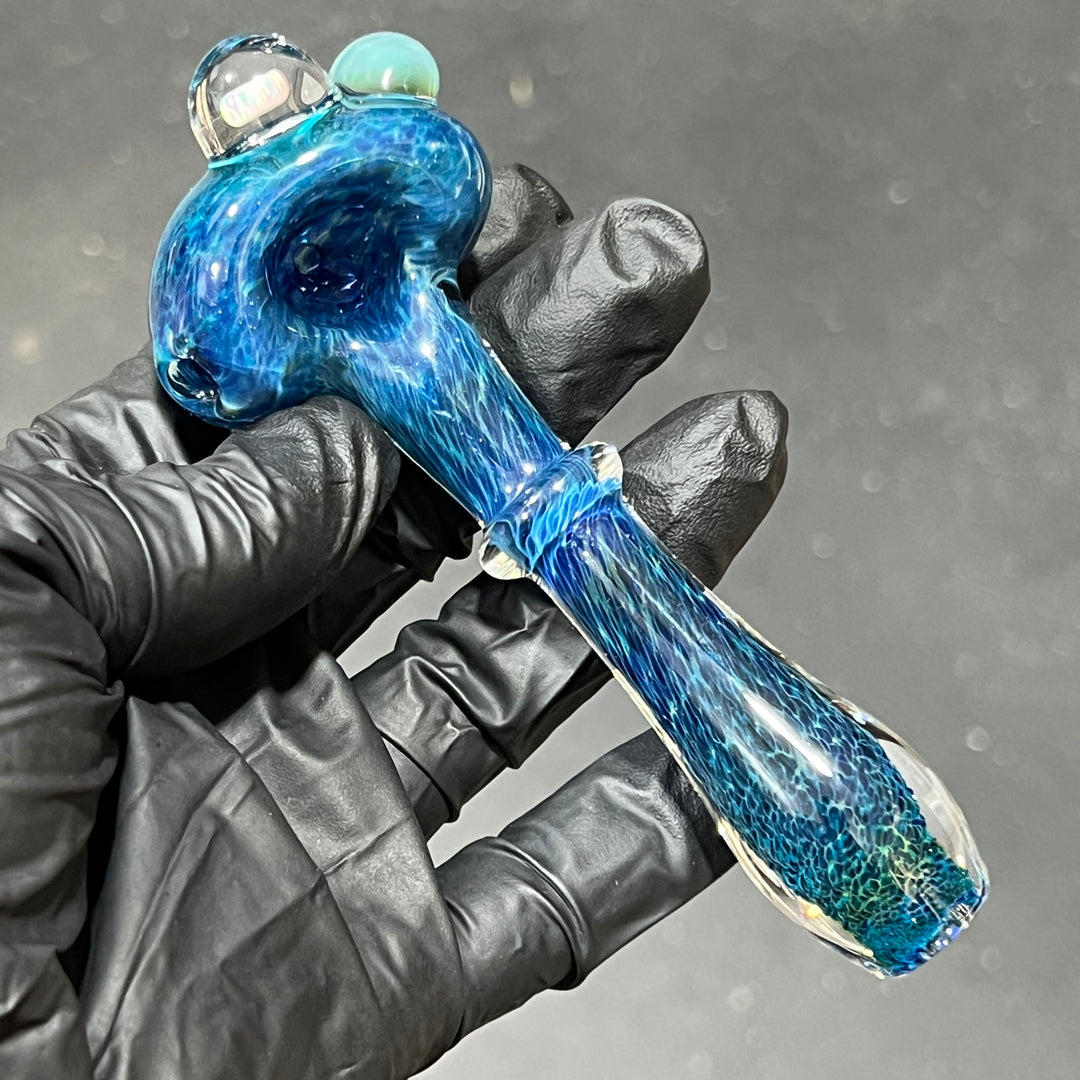 Blue Mushroom Pipe with Opal Glass Pipe Beezy Glass