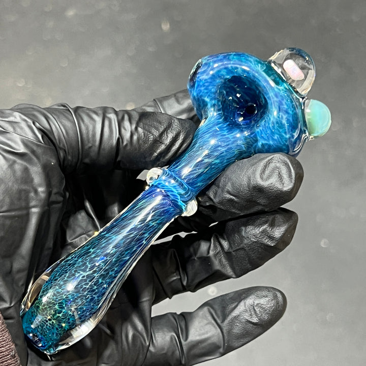 Blue Mushroom Pipe with Opal Glass Pipe Beezy Glass