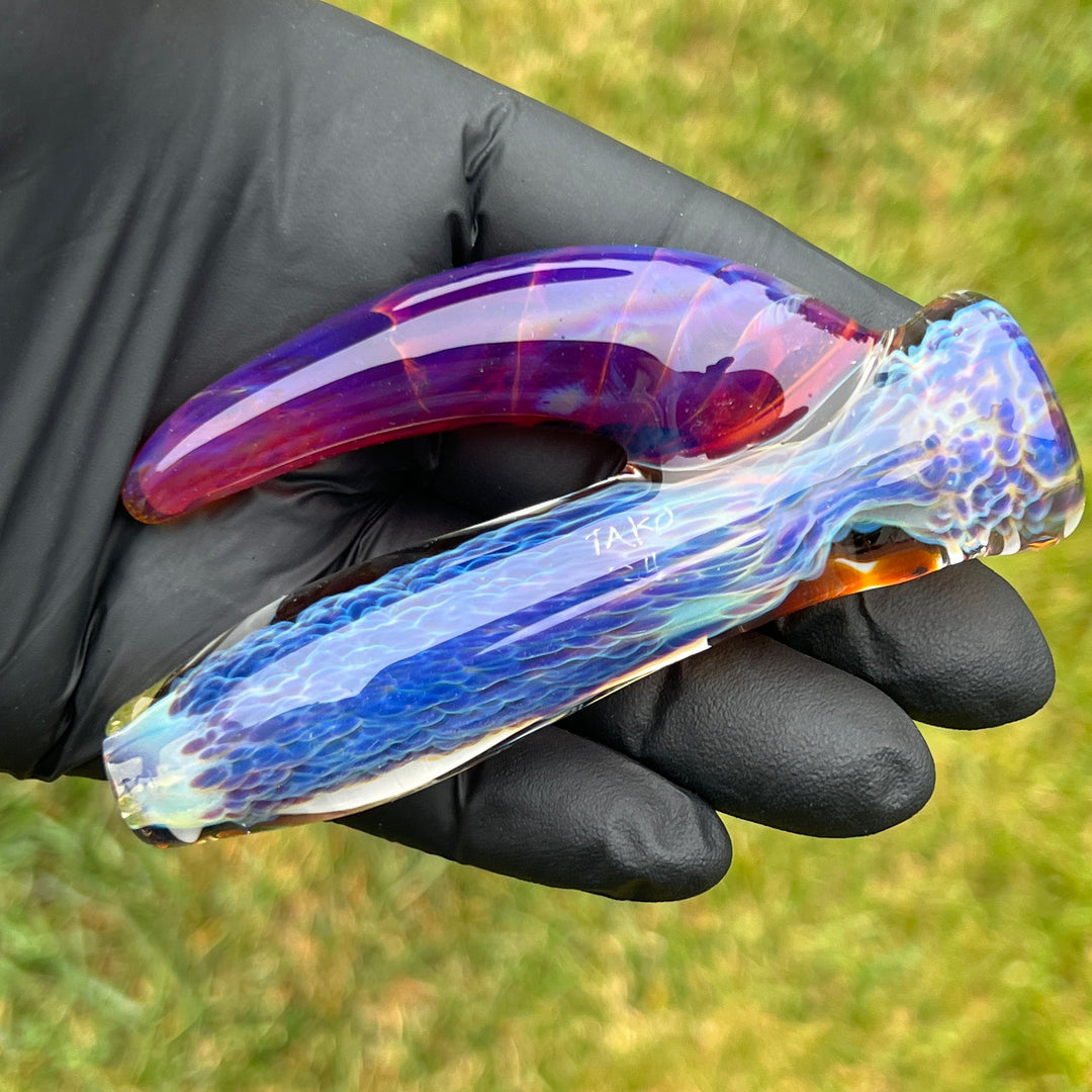 Purple Nebula Custom Chillum Whale Horn Glass Pipe Tako Glass   