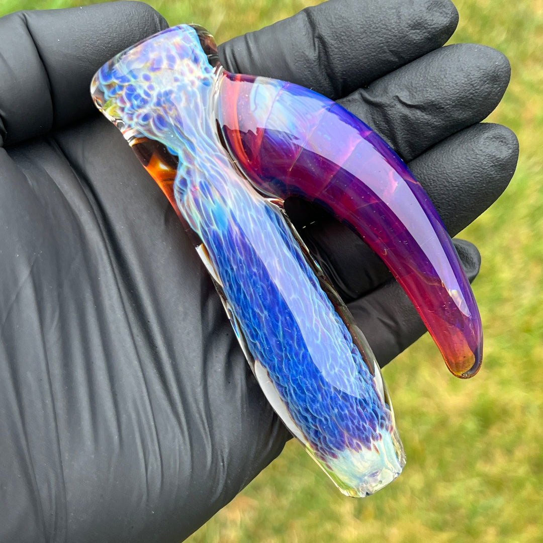 Purple Nebula Custom Chillum Whale Horn Glass Pipe Tako Glass   