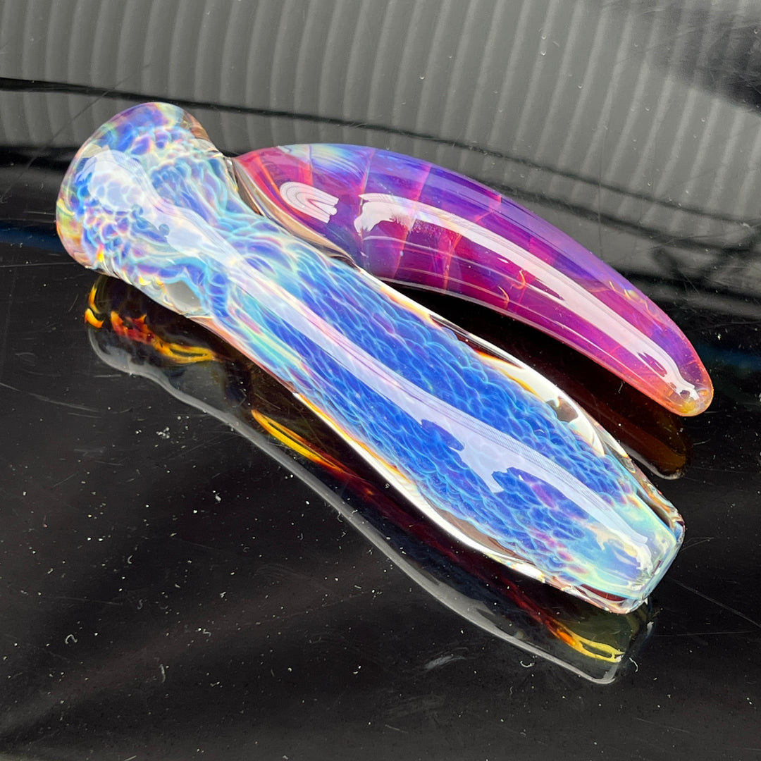 Purple Nebula Custom Chillum Whale Horn Glass Pipe Tako Glass   