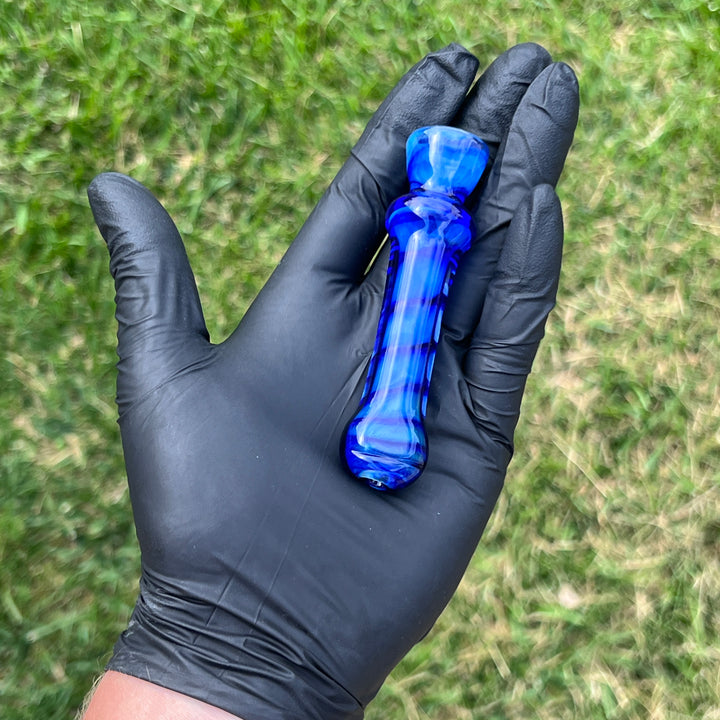 Tahoe Blue Coil Chillum Glass Pipe Schutz Glass   