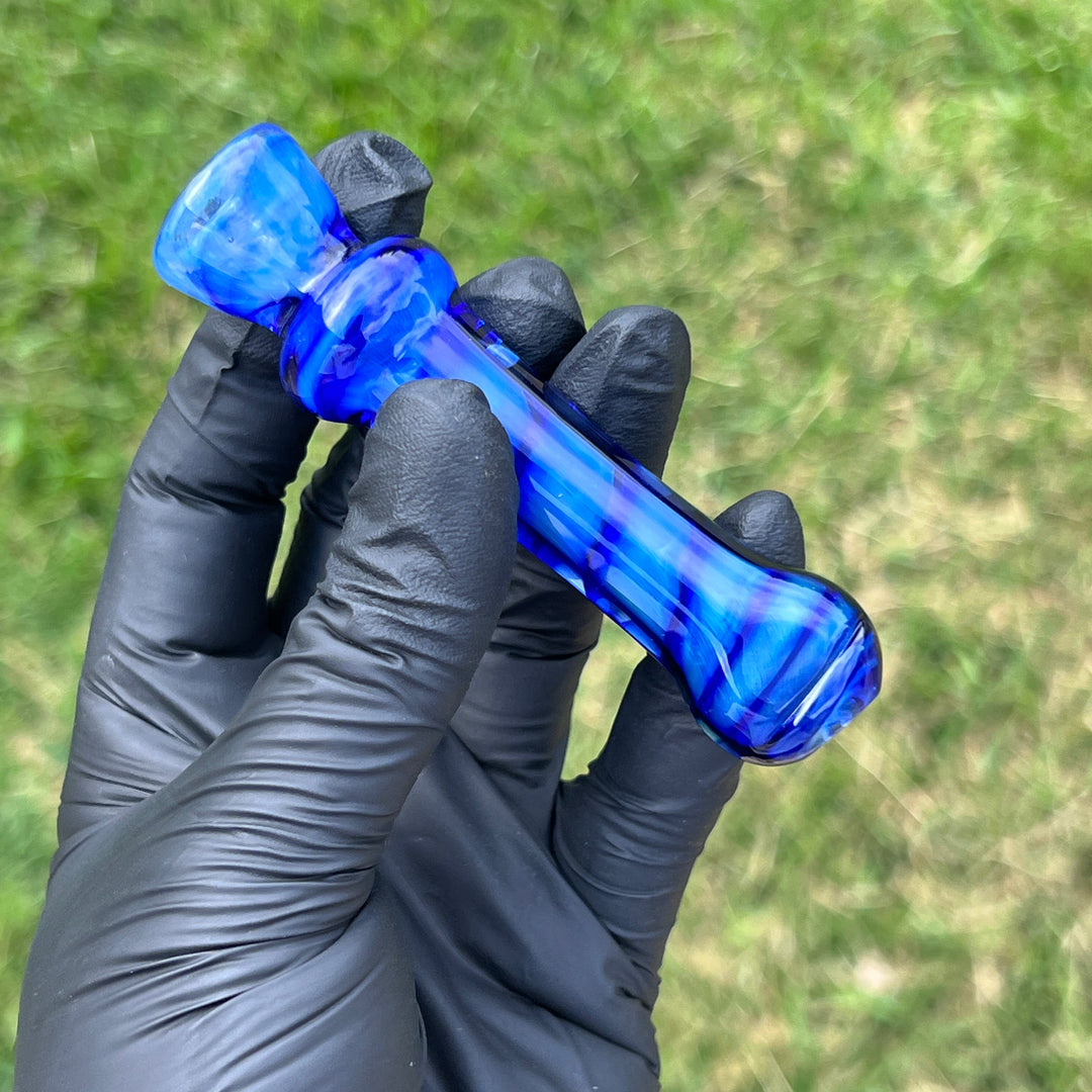 Tahoe Blue Coil Chillum Glass Pipe Schutz Glass   