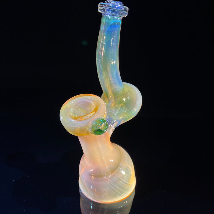 Gold Fume Bubbler with Green Carb Glass Pipe Cose Glass   