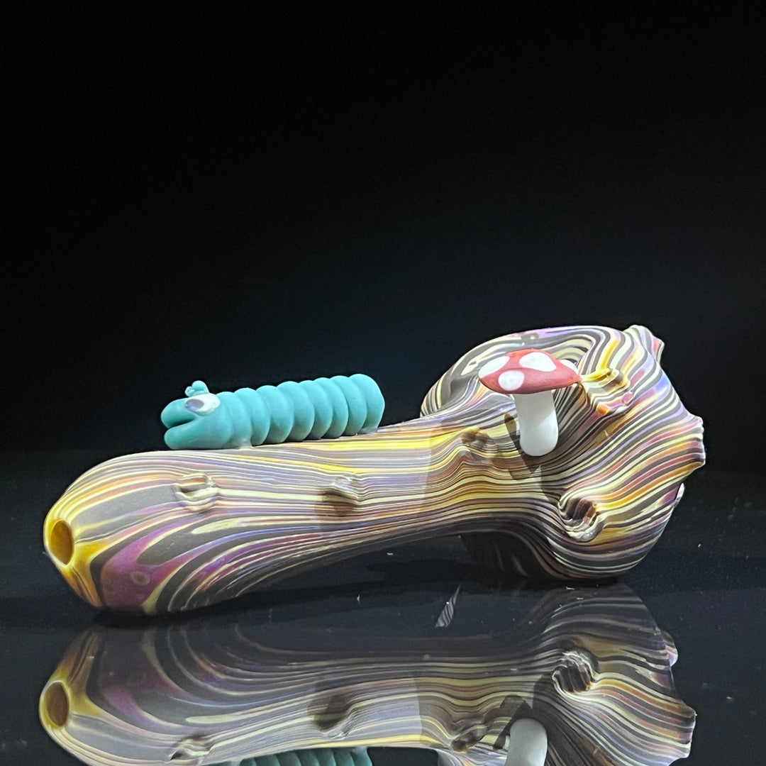 Wood Grain Caterpillar Shroom Branch Pipe Glass Pipe Wazoo Glass