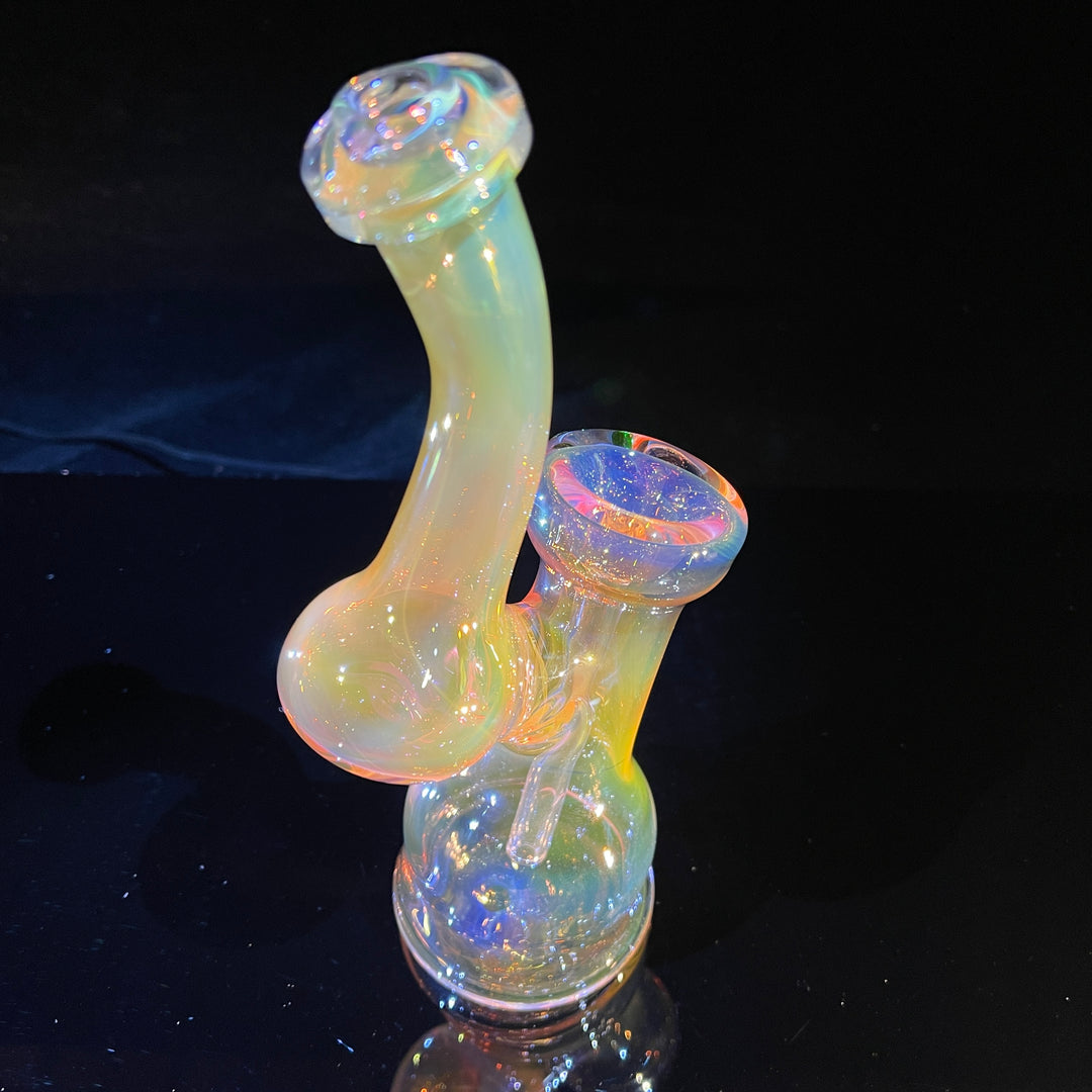 Gold Fume Bubbler with Green Carb Glass Pipe Cose Glass   