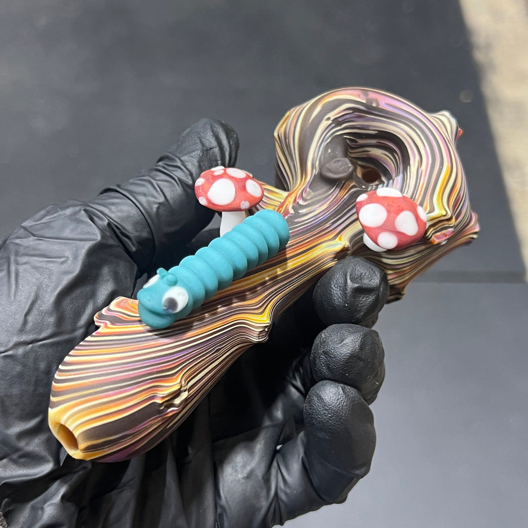 Wood Grain Caterpillar Shroom Branch Pipe Glass Pipe Wazoo Glass