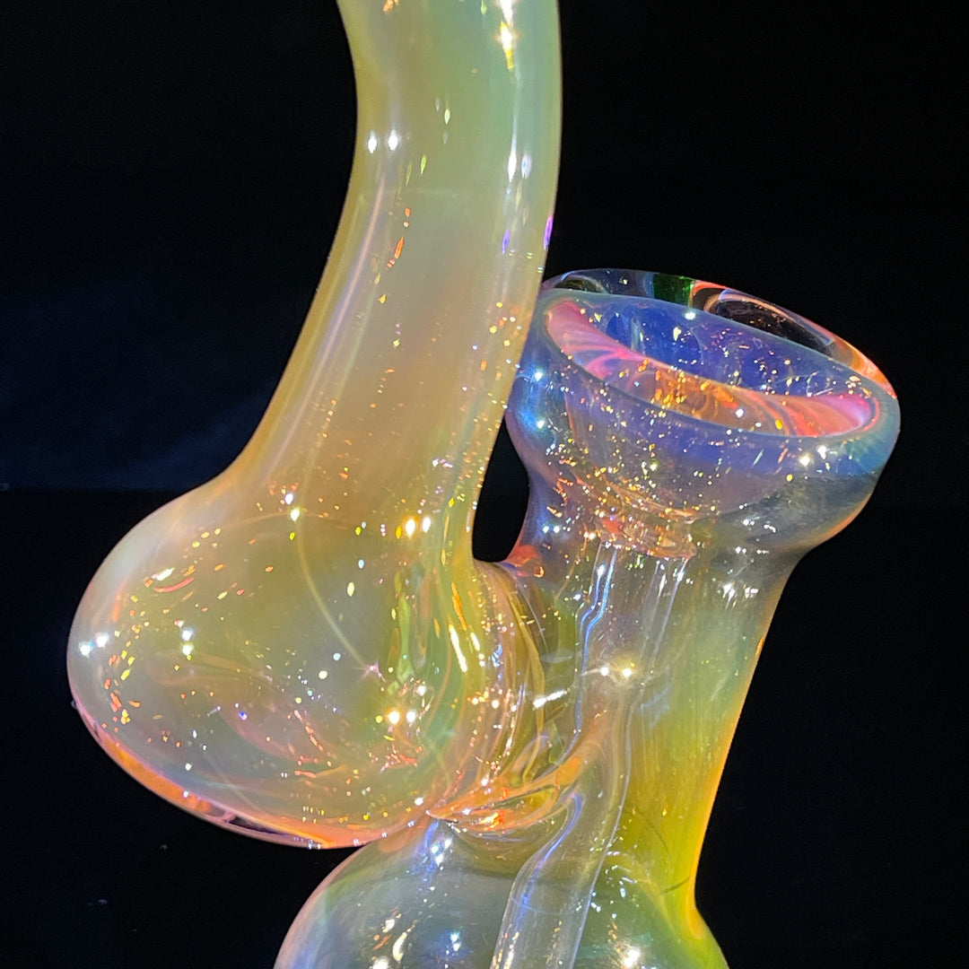 Gold Fume Bubbler with Green Carb Glass Pipe Cose Glass   