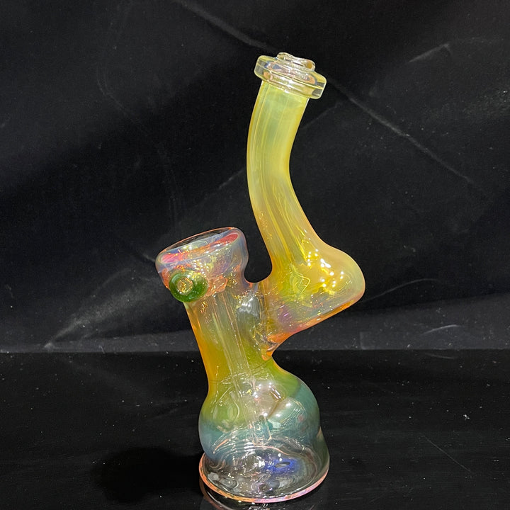 Gold Fume Bubbler with Green Carb Glass Pipe Cose Glass   