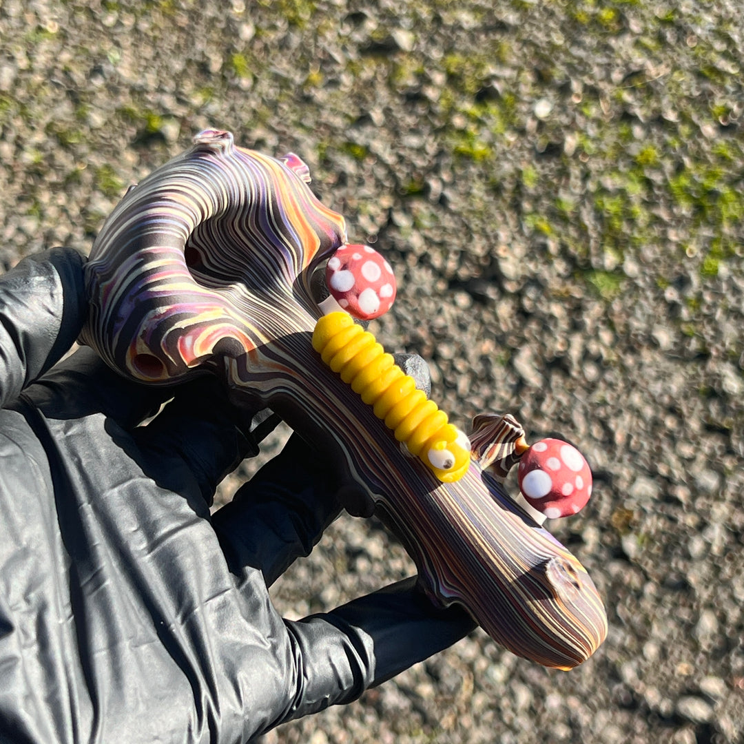 Wood Grain Caterpillar Shroom Branch Pipe Glass Pipe Wazoo Glass