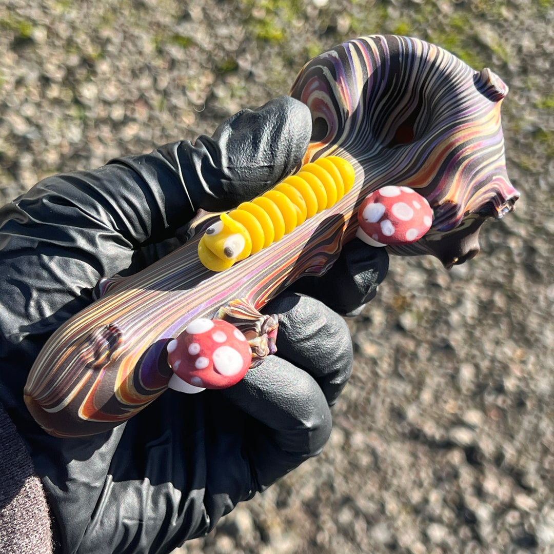 Wood Grain Caterpillar Shroom Branch Pipe Glass Pipe Wazoo Glass