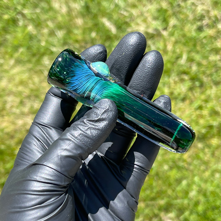 Thick Exp Green Chillum Glass Pipe Chuck Glass   