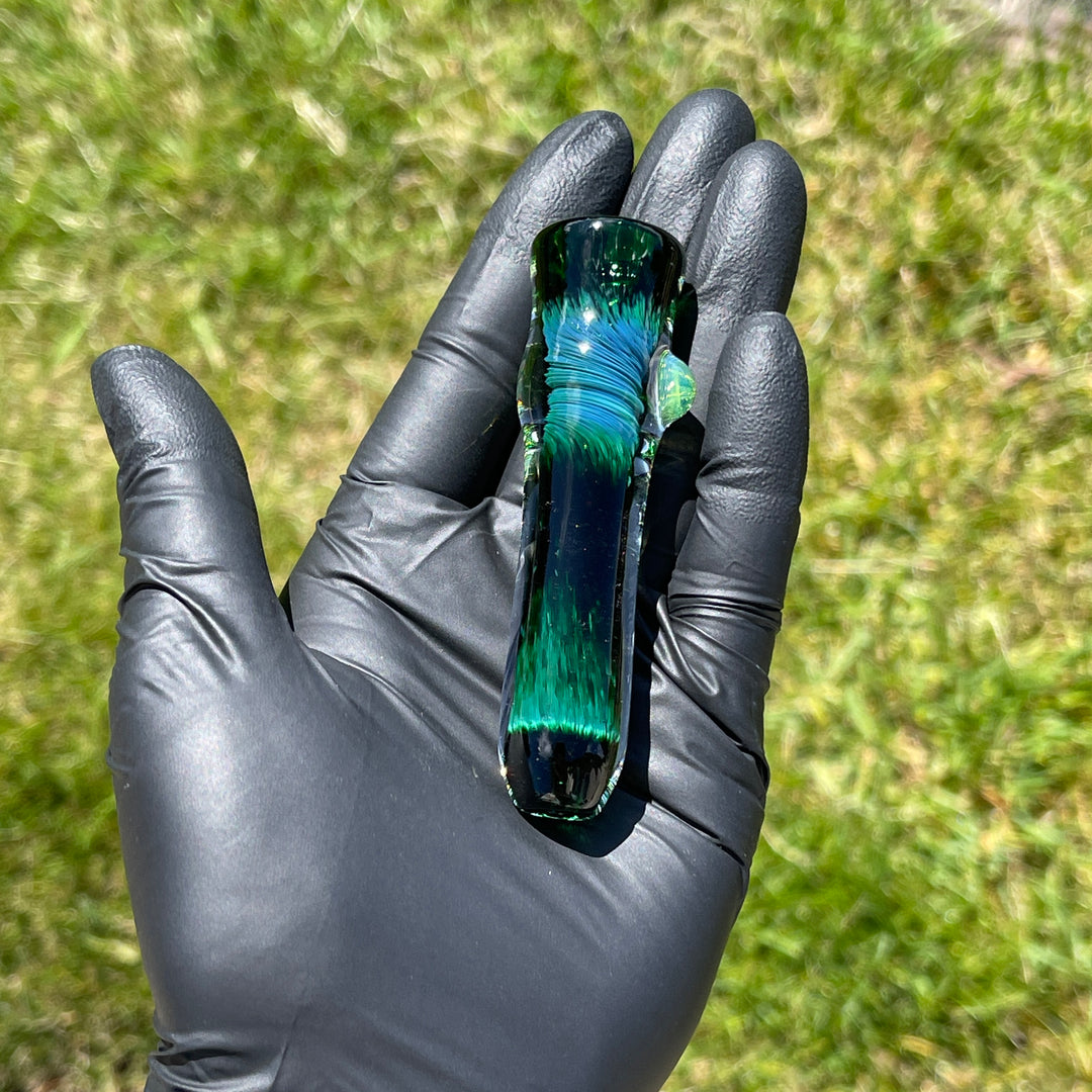 Thick Exp Green Chillum Glass Pipe Chuck Glass   