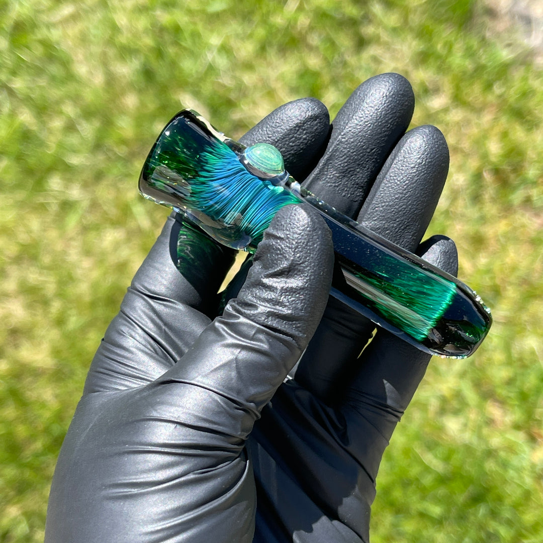 Thick Exp Green Chillum Glass Pipe Chuck Glass   