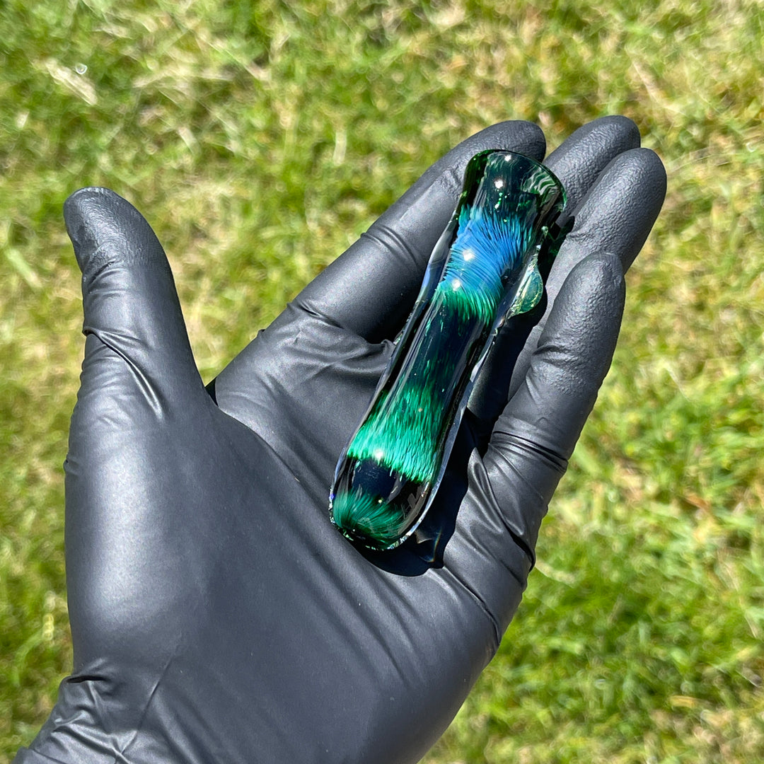 Thick Exp Green Chillum Glass Pipe Chuck Glass   