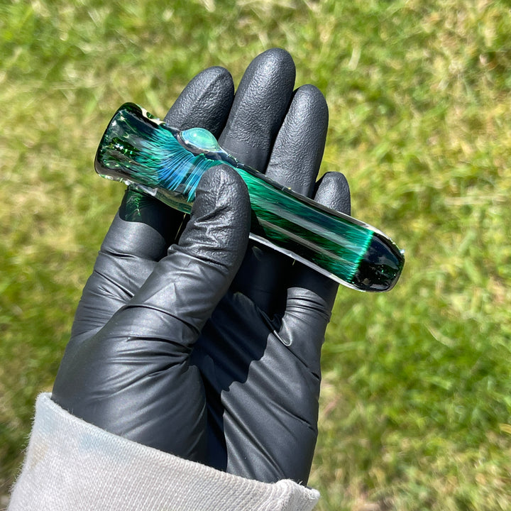 Thick Exp Green Chillum Glass Pipe Chuck Glass   