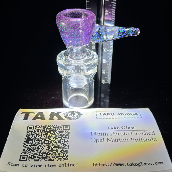 14mm Purple Crushed Opal Martini Pullslide Accessory Tako Glass   