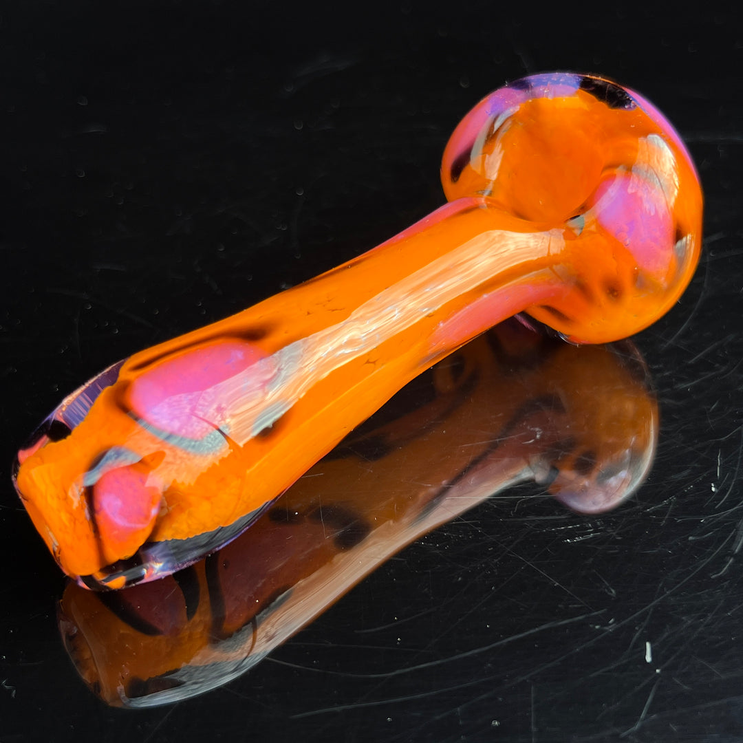 Orange Leopard Pipe Glass Pipe Beezy Glass   