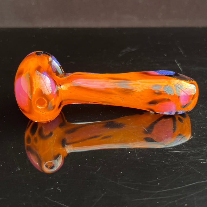 Orange Leopard Pipe Glass Pipe Beezy Glass   