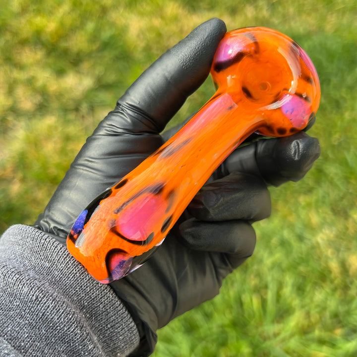 Orange Leopard Pipe Glass Pipe Beezy Glass   