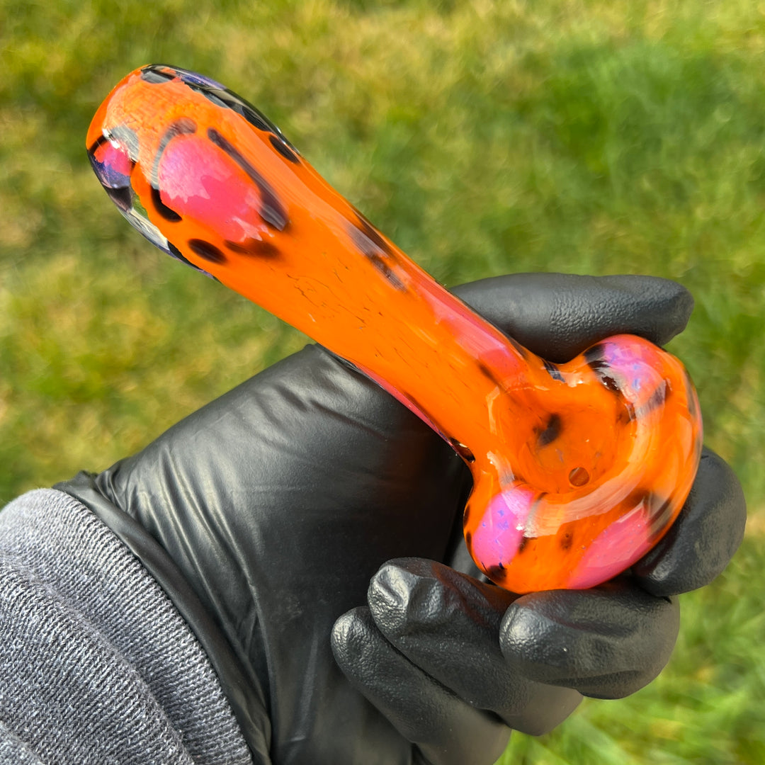 Orange Leopard Pipe Glass Pipe Beezy Glass   