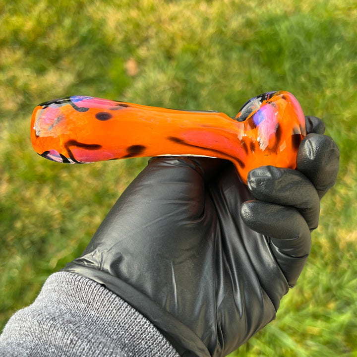 Orange Leopard Pipe Glass Pipe Beezy Glass   