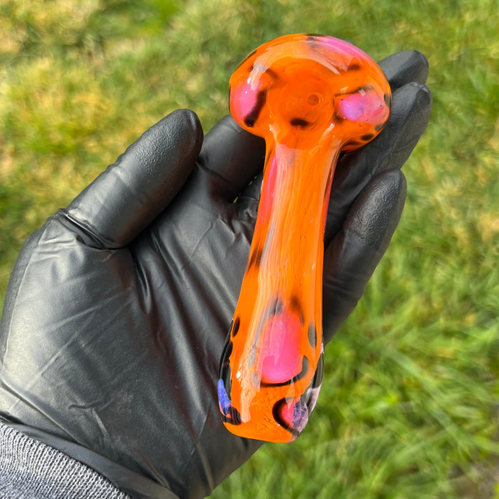 Orange Leopard Pipe Glass Pipe Beezy Glass   