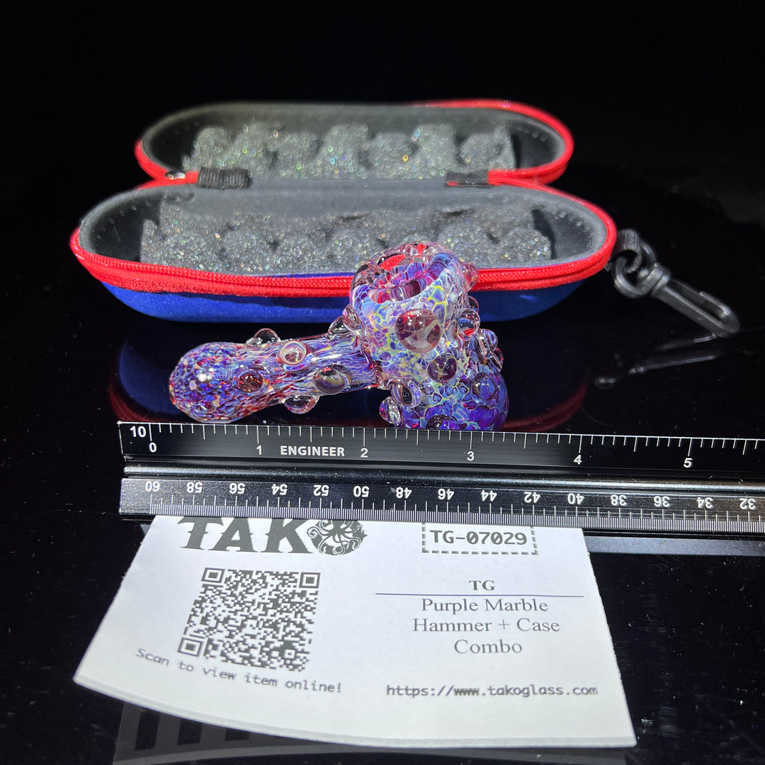 Purple Marble Hammer + Case Combo Glass Pipe TG   