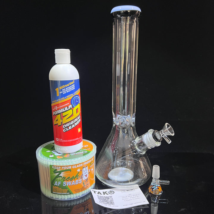 Thick Boy Beaker Bong + Pullslide + Cleaner Combo Glass Pipe TG   