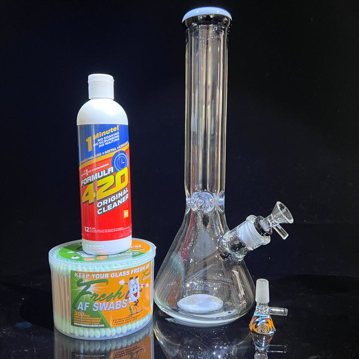 Thick Boy Beaker Bong + Pullslide + Cleaner Combo Glass Pipe TG   