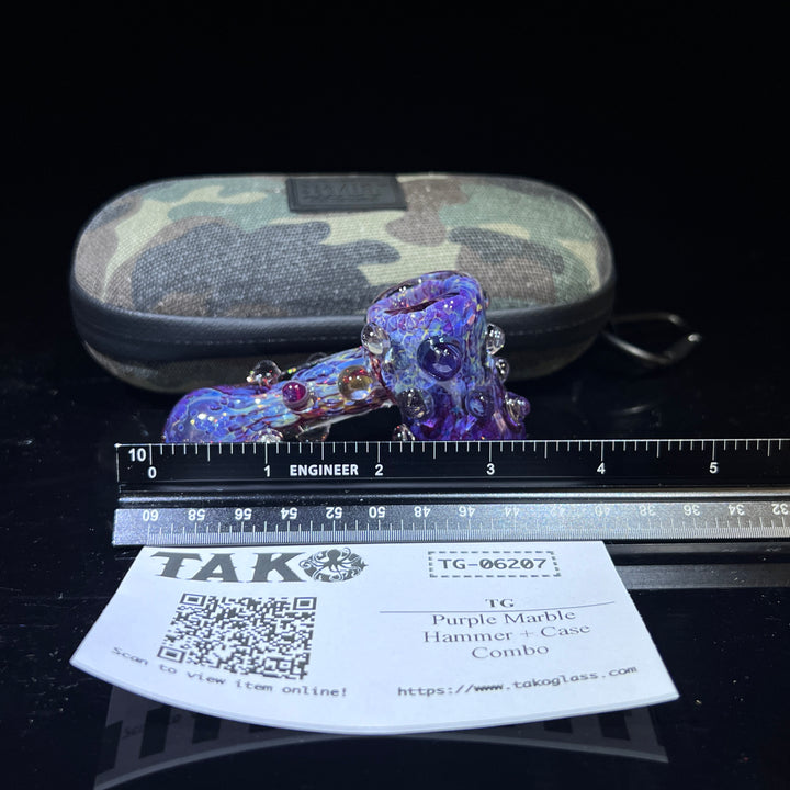 Purple Marble Hammer + Case Combo Glass Pipe TG   