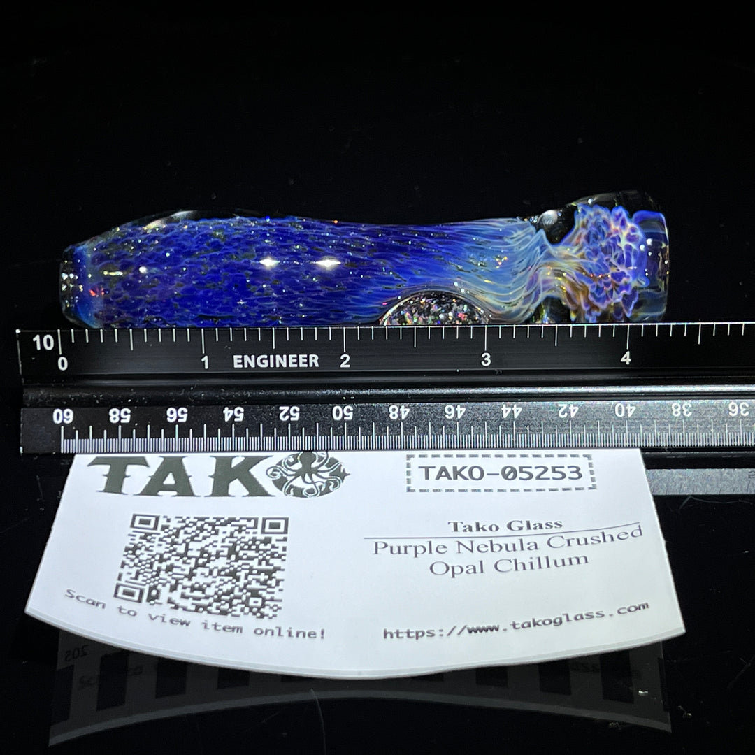 Purple Nebula Crushed Opal Chillum Glass Pipe Tako Glass   