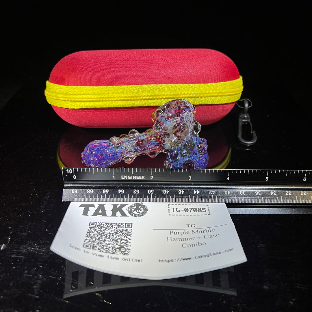 Purple Marble Hammer + Case Combo Glass Pipe TG   