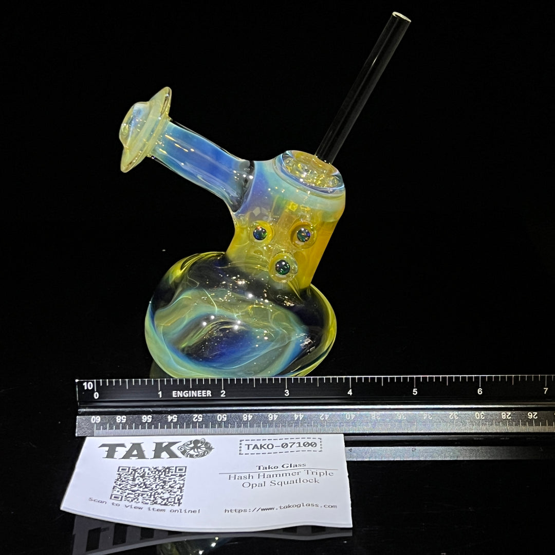 Hash Hammer Triple Opal Squatlock Glass Pipe Tako Glass   