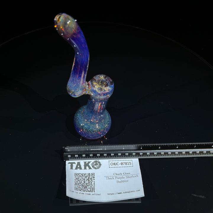 Thick Purple Sherlock Bubbler Glass Pipe Chuck Glass