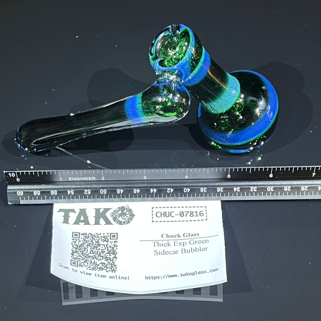 Thick Exp Green Sidecar Bubbler Glass Pipe Chuck Glass