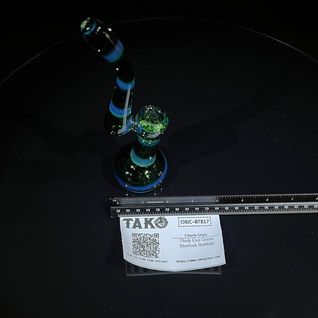 Thick Exp Green Sherlock Bubbler Glass Pipe Chuck Glass