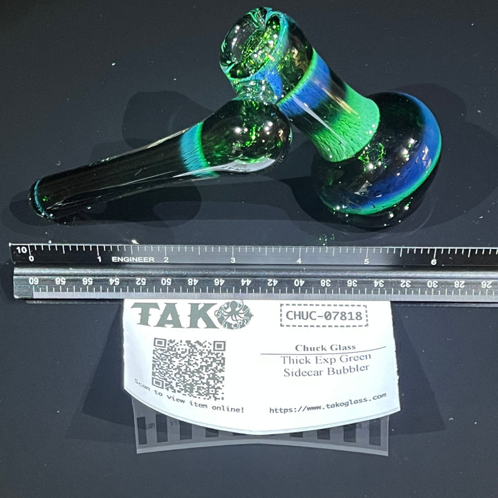 Thick Exp Green Sidecar Bubbler Glass Pipe Chuck Glass