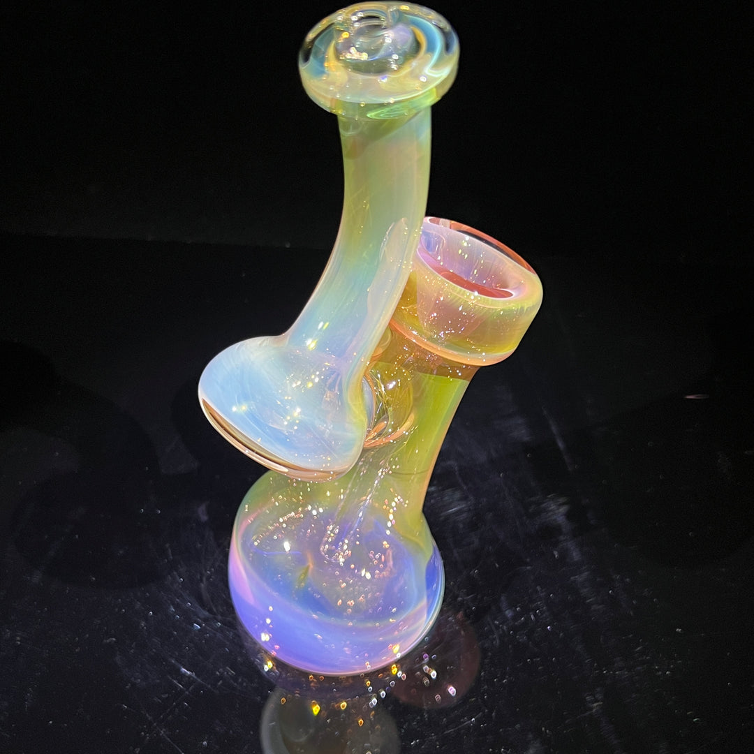 Gold Fume Bubbler with White Carb Glass Pipe Cose Glass   