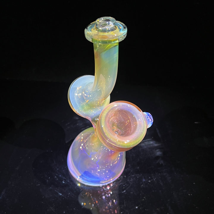 Gold Fume Bubbler with White Carb Glass Pipe Cose Glass   