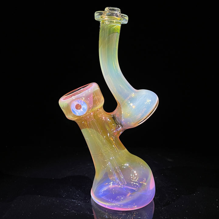 Gold Fume Bubbler with White Carb Glass Pipe Cose Glass   