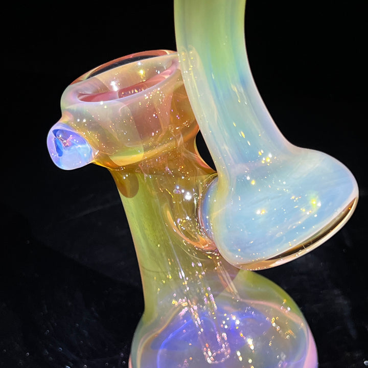 Gold Fume Bubbler with White Carb Glass Pipe Cose Glass   