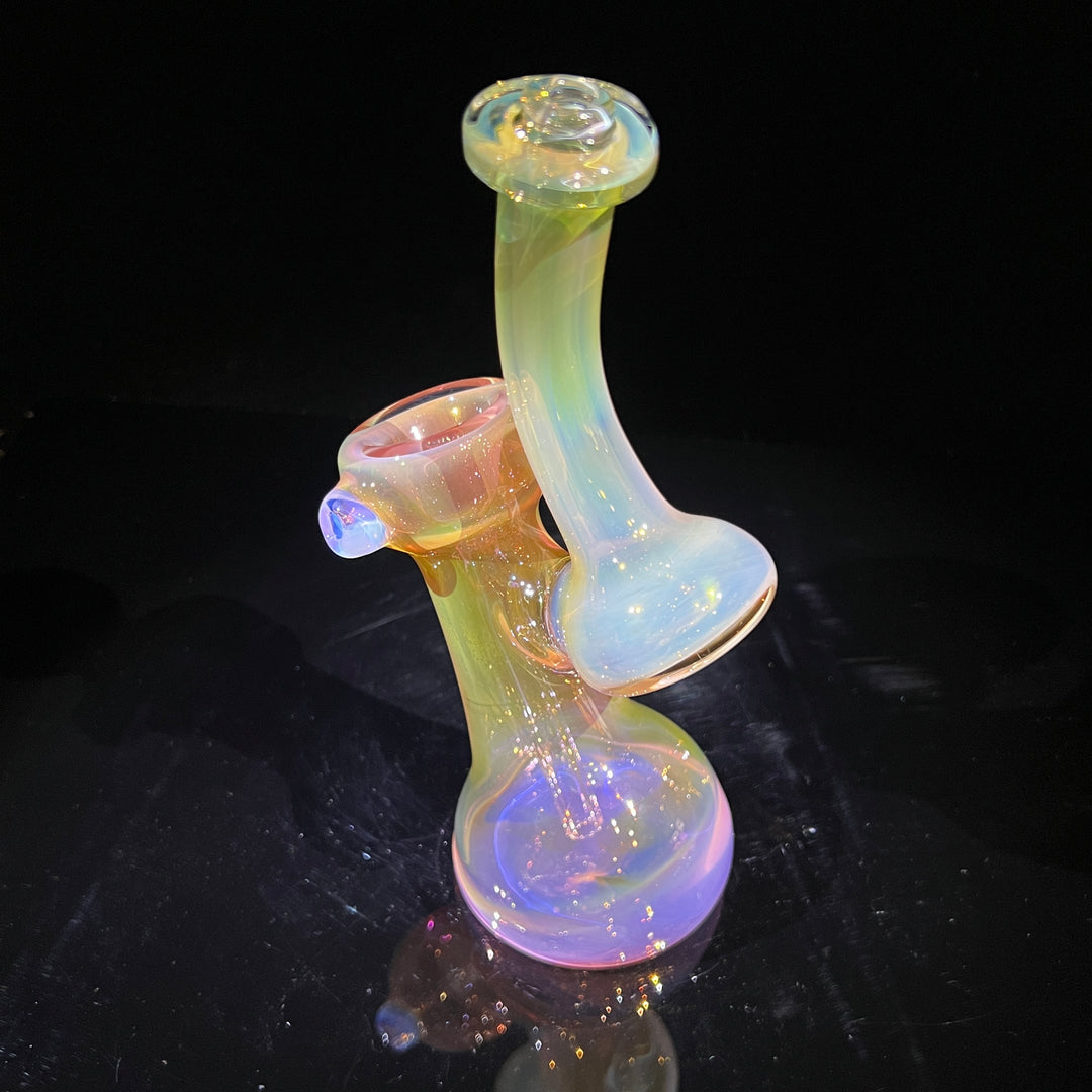 Gold Fume Bubbler with White Carb Glass Pipe Cose Glass   