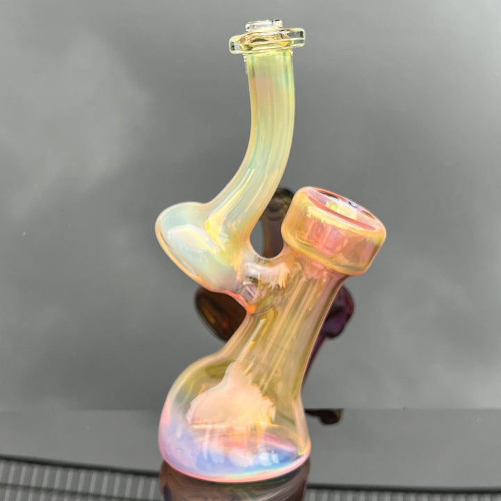 Gold Fume Bubbler with White Carb Glass Pipe Cose Glass   