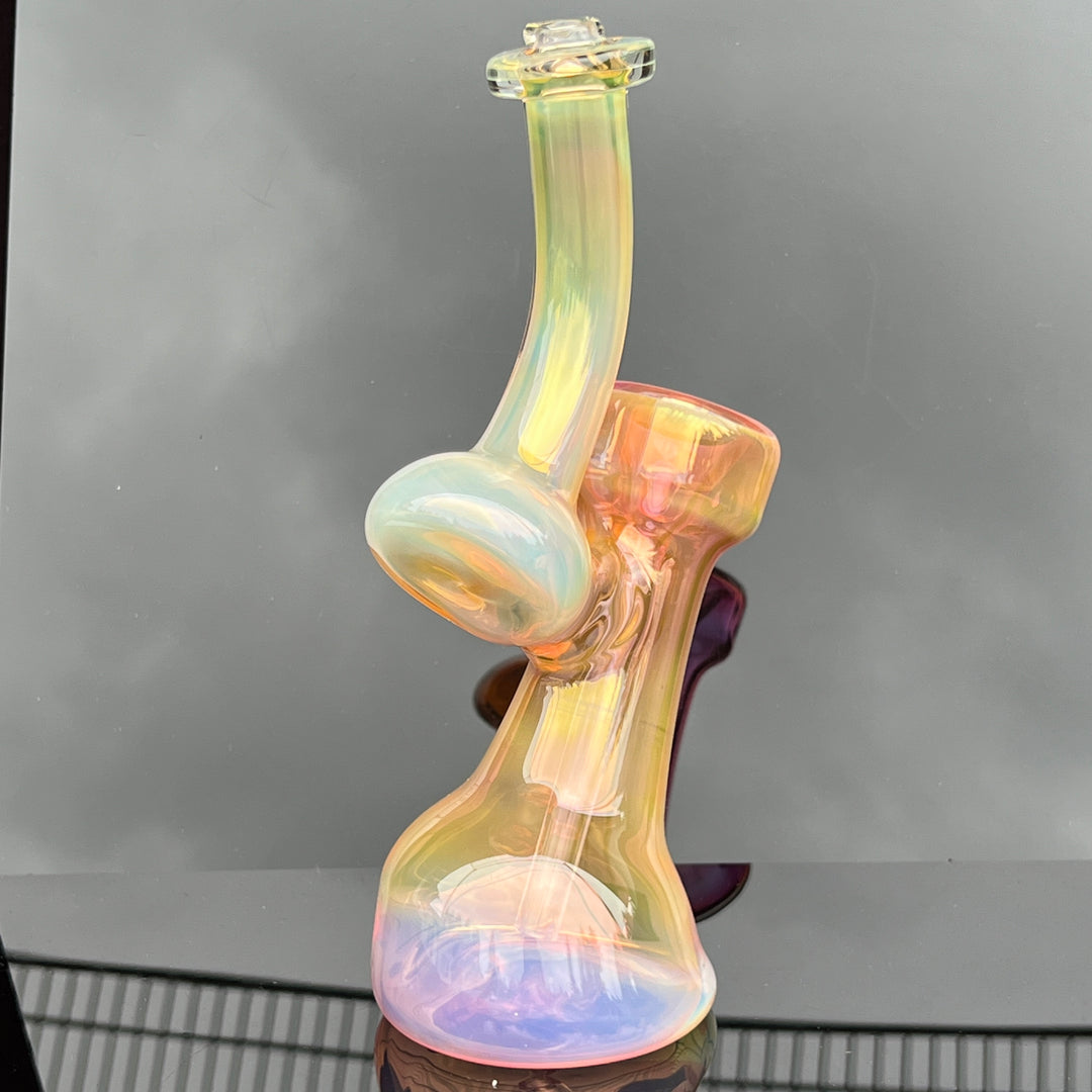 Gold Fume Bubbler with White Carb Glass Pipe Cose Glass   