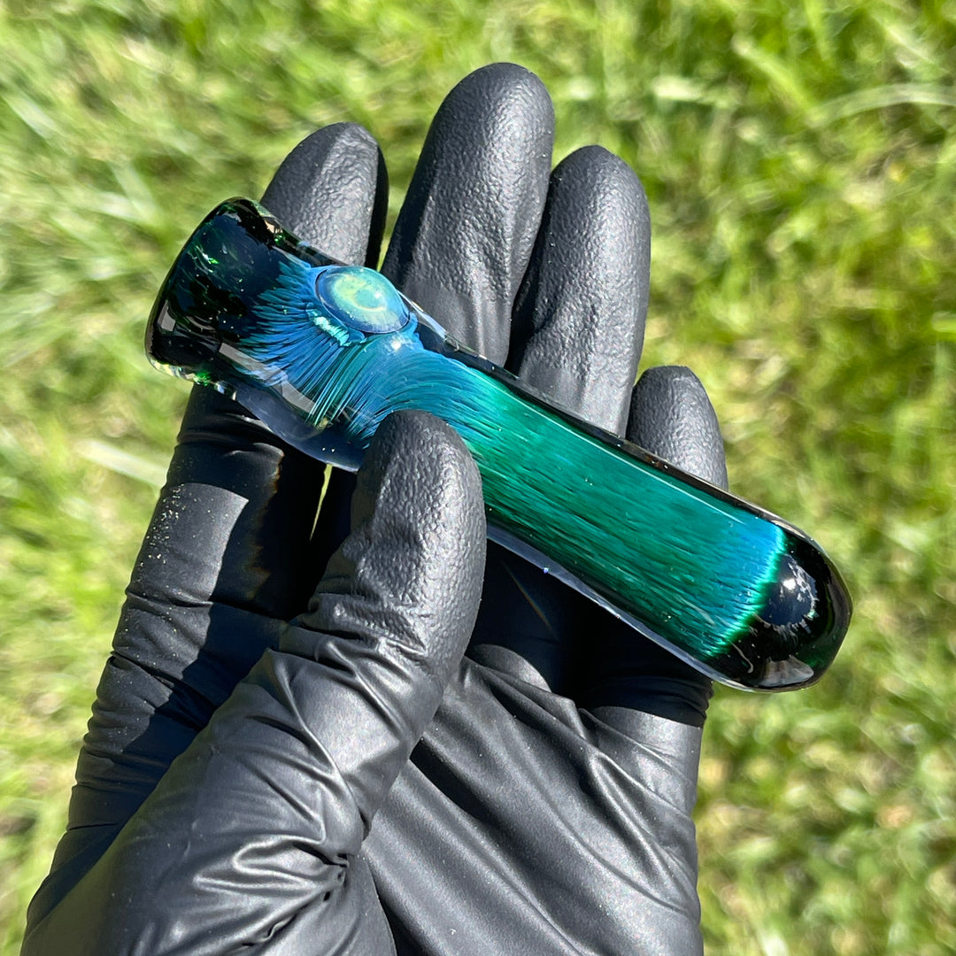 Thick Exp Green Chillum Glass Pipe Chuck Glass   