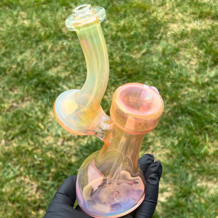 Gold Fume Bubbler with White Carb Glass Pipe Cose Glass   